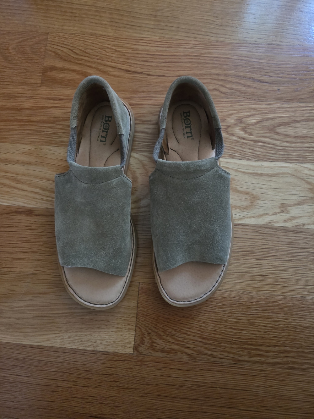 Born Women's Olive Suede Slide Sandals